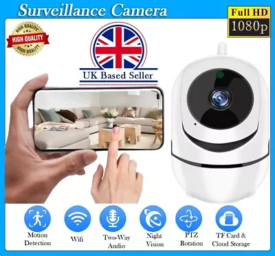 Smart Home Security Wireless WIFI IP Camera 1080p HD PTZ CCTV Indoor Dome UK • £13.99