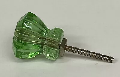 Vintage Antique Green Depression Glass Knobs Drawer Pulls With 10 Sides • $20