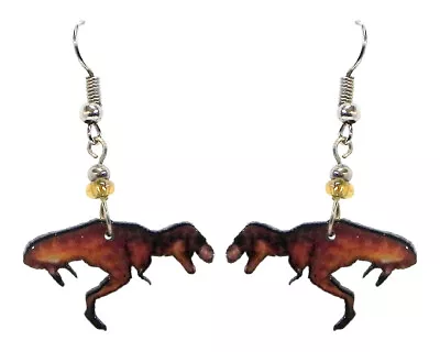 T-Rex Earrings Dinosaur Accessories Handmade Jurassic Art Reptile Animal Jewelry • $13.99