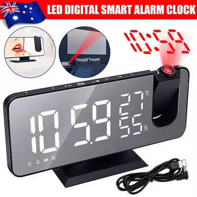 $29.95 • Buy LCD Display Digital Smart Alarm Clock Projection Temperature Time Projector LED