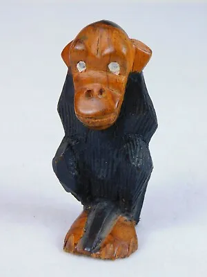 Vintage Hand Carved Wooden Hear No Evil Monkey 5.25  Tall Figurine Statue • $11.99