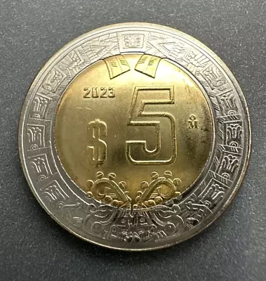 Mexico 2023 $5 Five Pesos Bimetallic Coin BU Condition • $4