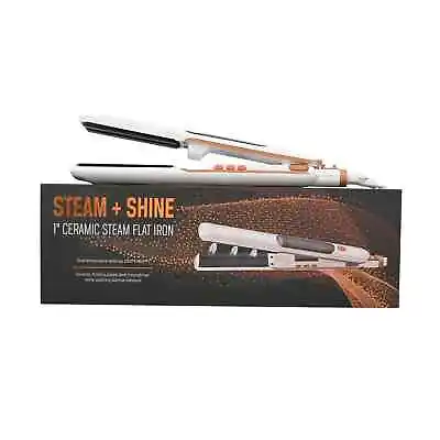 Steam + Shine 1 Ceramic Steam Flat Iron In White Black Removable Water Tank • $33.01