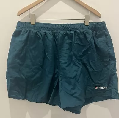 VINTAGE 90s Retro Carnival Blue Nylon Drawstring Shorts - XL • $34