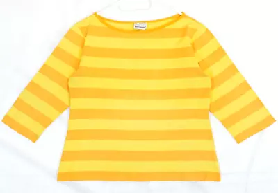 Marimekko Yellow Striped Cotton 3/4 Sleeve Top Size M • $18