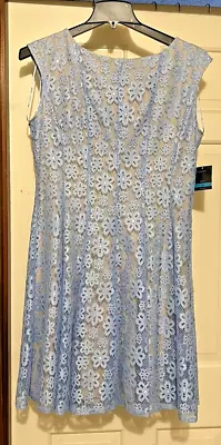Nwt Gabby Skye Light Blue Lace Dress With Beige Lining Size 16 • $28.99