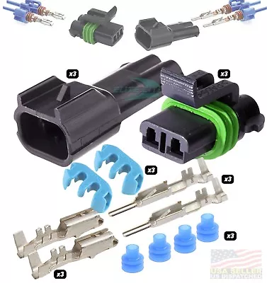 Delphi Metri-Pack 280 Series 2-Conductor Connector W/10-12 AWG Sealed **3 SET** • $22.94