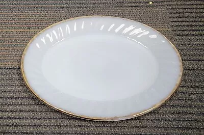 Fire King Milk Glass Swirl With Gold Trim 9  Platter • $9.99