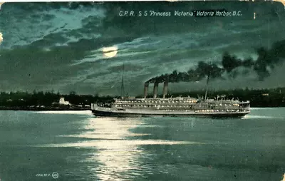 1914 Postcard Canadian Pacific Liner SS PRINCESS VICTORIA In Victoria Harbour • £1.50