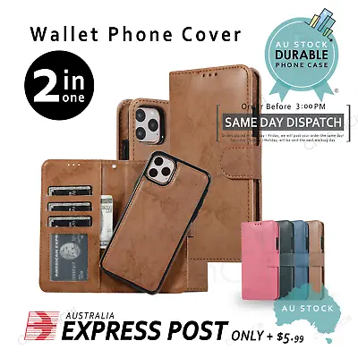 $9.89 • Buy Flip Wallet Leather Case For IPhone 14 13 12 Samsung S22 S21 S20 Remove Magnetic