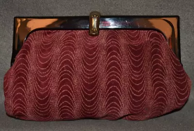 MCM Clutch Caparralla Bakelite Clasp Merlot Suede Leather Patterned Italy VTG • $39.99