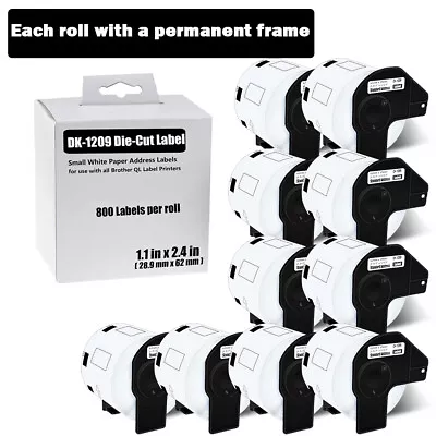 10ROLL 1-1/7 X2-3/7  Address Label DK-1209 Compatible For Brother QL-550 QL-580N • $64.99