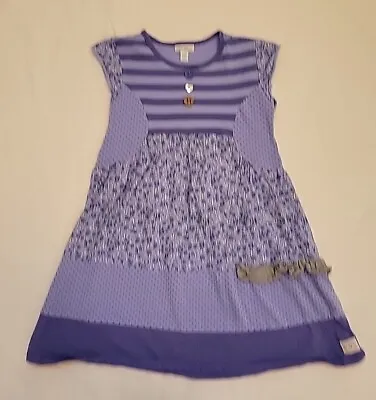 Naartjie Girls 10 Purple Tiered Floral Polka-dot Short Sleeve Dress • $9.68