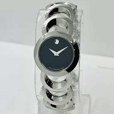 Movado Rondiro Women's Silver Steel Sapphire Crystal Swiss 25mm Watch 0605499 • $275