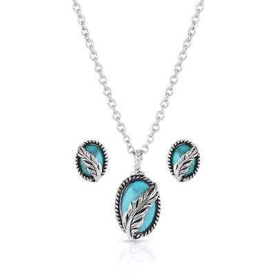 Montana Silversmiths World's Feather Turquoise Jewelry Set • $100