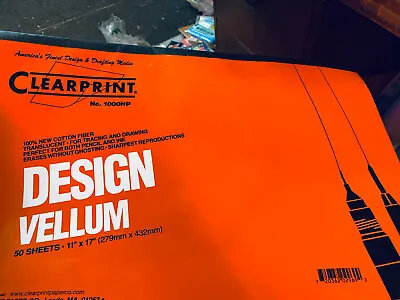Clearprint Design Vellum Paper White 11 X 17 50 Sheets —new—fast Shipping! • $27.88