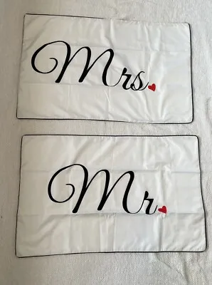 Mr And Mrs Pillowcases-Wedding Gift-Bridal Shower Gift-Bedding-Linens-His & Her • £13.48