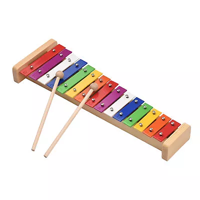 15 Note Glockenspiel Xylophone Wooden Base Colorful  Bars With 2 B1O2 • $31.78