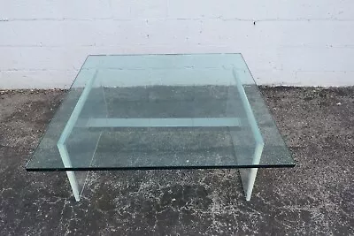 Mid Century Modern Lucite And Chrome Glass Top Coffee Table 4687 • $895