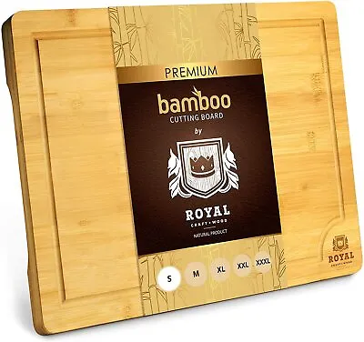 Bamboo Wood Cutting Board For Kitchen Butсher Block With Handles & Juice Groove • $18.97