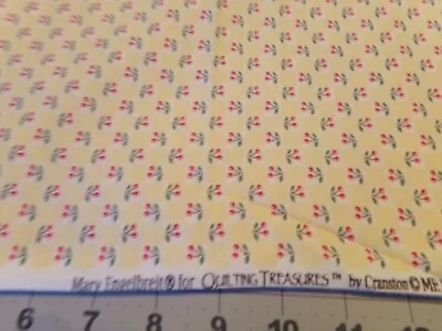 1 Yd X 44  Mary Engelbreit Tiny Red Cherries/yellow Vintage 2000 Cotton #6306 • $12.89