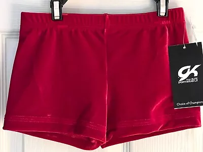 GK RED VELVET CHILD LARGE MICRO MINI DANCE CHEER GYM WORKOUT SHORTS Sz CL NWT! • £22.45