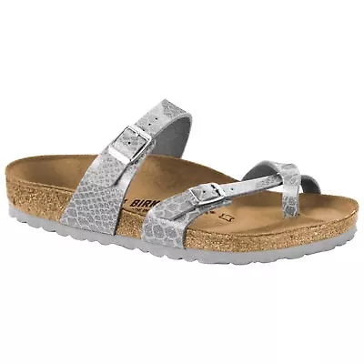 Birkenstock Birko Flor MAYARI Magic Snake Silver BNIB 1009109 • $159.95