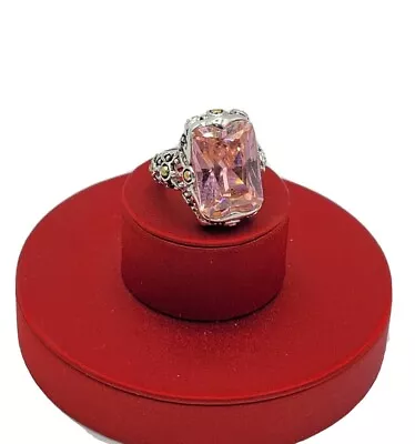 Vtg Sz 7 Ring Large Pink Cubic Zirconia Medieval Beauty Jewelry Tall • $49.99
