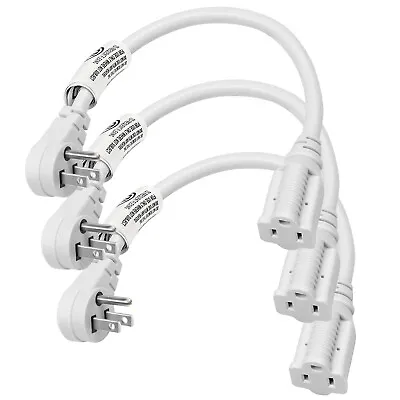 DEWENWILS 1 FT Extension Cord Flat Plug Extension Cord With 3 Prong 3 Pack • $11.89