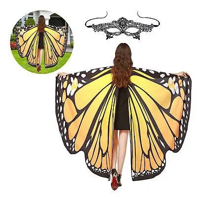 Women's Butterfly Wings Costume Adults Shawl Butterfly Cape Fairy Dress Cosplay • $15.32