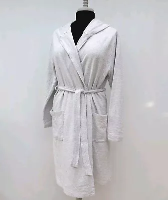 TU Ladies  Grey &White Stripe Supersoft Hooded Dressing Gown - XL  • £12