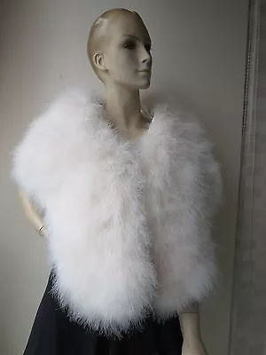 Real Ostrich Feather Fur Cape Shrug Shawl Wraps Bride Wedding Party Pashmina • $48