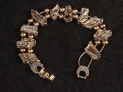 Charm Bracelet Horns & Harps ~ Musical Instruments 1995 ~ Gold Tone #5430700 • $9.95