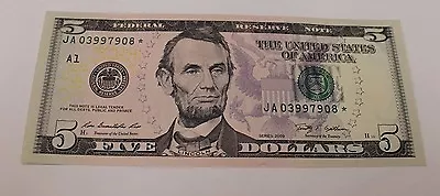 GEM Uncirculated 2009 Five Dollar Star Note FRB Boston UNC $5 Bill X 1 • $15.99