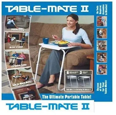 Portable Table Mate TV Dinner Laptop Adjustable Bed Sofa Lap Tray - Folding Desk • £17.95