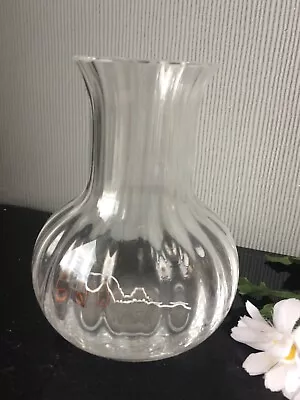 Small Chip -Dartington Glass Ribbed Vase Table Home Low Décor Flowers Vase • £5.50