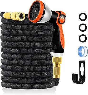 Expandable Garden Hose Pipe - Water Hose With 10 Function Spray Nozzle 50/100 Ft • £12.99