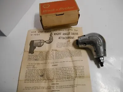 Vintage Black & Decker Right Angle Drive Drill Attachment U-1021 + Box  Instruct • $9.95
