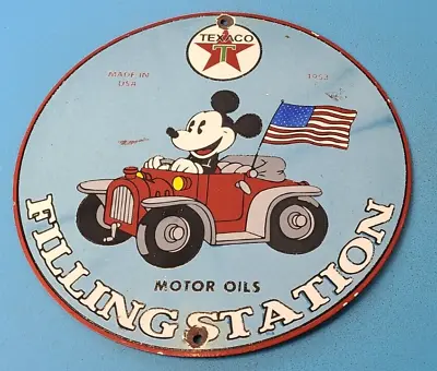 $117.47 • Buy Vintage Texaco Gasoline Porcelain Mickey Mouse Disney Gas Filling Station Sign