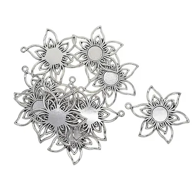 £5.21 • Buy 10x Filigree Flower Blank Cabochon Bezel Settings DIY Jewelry Pendants Base
