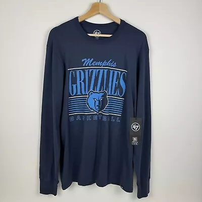 '47 Memphis Grizzlies NBA Long Sleeve Shirt Cotton Blue Mens Large L • $24.89