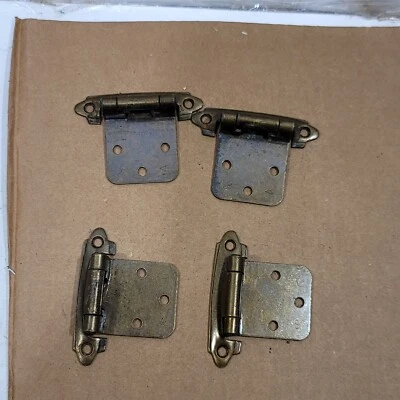 $9.46 • Buy Vintage Cabinet Hinges Bronze Tone Metal Lot Of 4