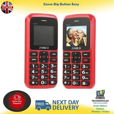 Brand New Zanco Big Button Red Easy Text OAP SOS SIM FREE Unlocked Mobile Phone • £17.89