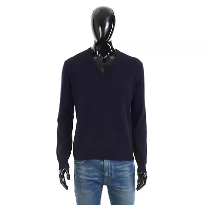 LORO PIANA 1350$ Classic V Neck Sweater - Navy Blue Baby Cashmere • $796