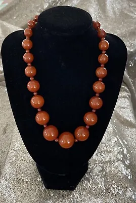 Vintage Dark Honey Coloured Bakelite Tested Round Beads Necklace 61Grams • $380