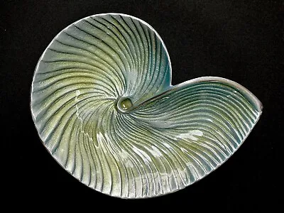 Mariposa Mexican Aluminum Enamel Nautilus Shell Blue Trinket Dish Recycled • $34.98