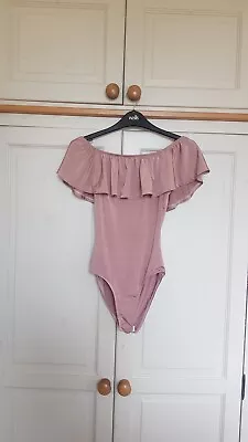 Ladies Dusky Pink Beige  Bodysuit Off The Shoulder Size 6 By Miss Selfridge • £5.99