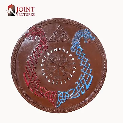 £69 • Buy Frostwind Guardian- Wooden Shield 24'' Viking Polished Carved Gift Wall Promo