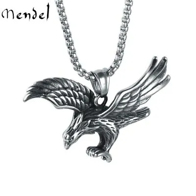 MENDEL Mens Boys Stainless Steel Biker Eagle Hawk Bird Pendant Necklace For Men • $11.99