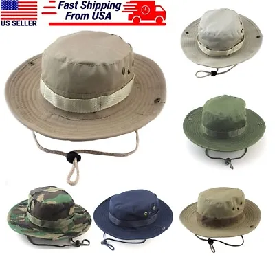 Boonie Bucket Hats Outdoor Fishing Hunting Wide Brim Mesh Camo Safari Sun Cap US • $8.27